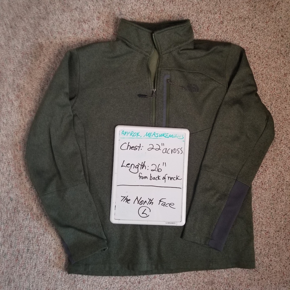 The North Face Green Thermal Jacket Fleece Lined Half Zip Mens L - Picture 7 of 8